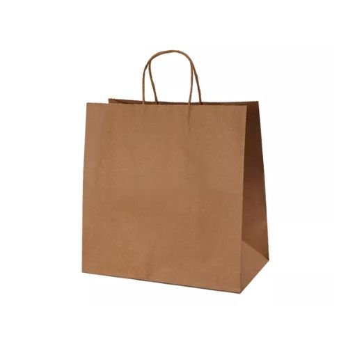 Pulp Brown Square Kraft Paper Grocery Bag