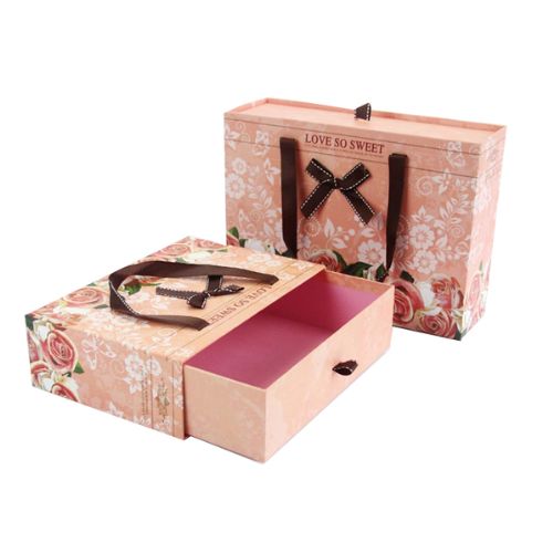 Paper Drawer Box with Ribbon